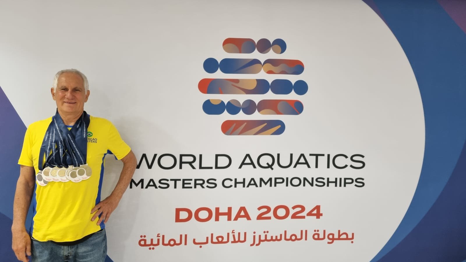Campeão mundial de natação máster de Guarujá ganha seis medalhas de ouro no Qatar